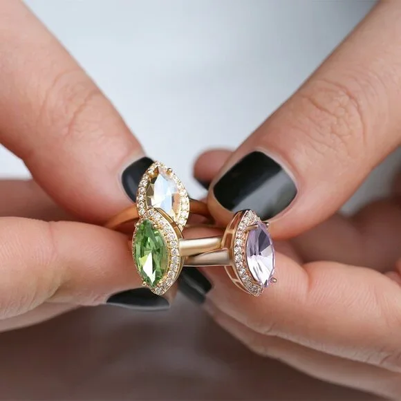 🎀 Luxury Noble Gem Zircon Independent Trendy Rings for Women, EVGG1499